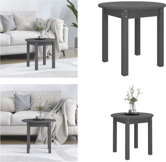 vidaXL Salontafel Ø 45x40 cm massief grenenhout grijs