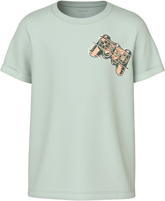 NAME IT Jongens T-shirt Pale Aqua Katoen Stretch Ronde Hals Korte Mouw Maat 122/128