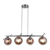 Opviq Kobalt metalen kroonluchter, verstelbare hoogte 50-80 cm, Ø 15 glazen dop, 4 x E27-fitting, elegant design voor moderne ruimtes, IP20 geraamd, lamp niet inbegrepen