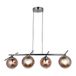 Opviq Kobalt metalen kroonluchter, verstelbare hoogte 50-80 cm, Ø 15 glazen dop, 4 x E27-fitting, elegant design voor moderne ruimtes, IP20 geraamd, lamp niet inbegrepen