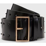 AllSaints Ceinture Maxie Stud Large Noir/mat/laiton Taille : XS