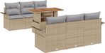 vidaXL Banc de jardin - Ensemble - 7 pièces - Beige - Polyrotin