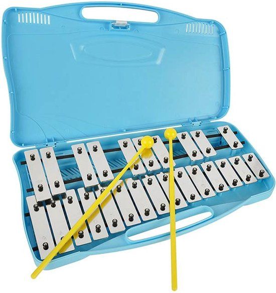 Angel Klokkenspel 25 tonig - in kunststof Koffertje - Inclusief 2 drumstokjes en gekleurde toonplaten