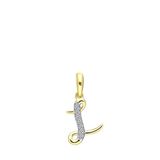 Lucardi Dames alfabet hanger met diamant (0,03ct) - Hanger - Cadeau - 14 Karaat Goud - Geelgoud