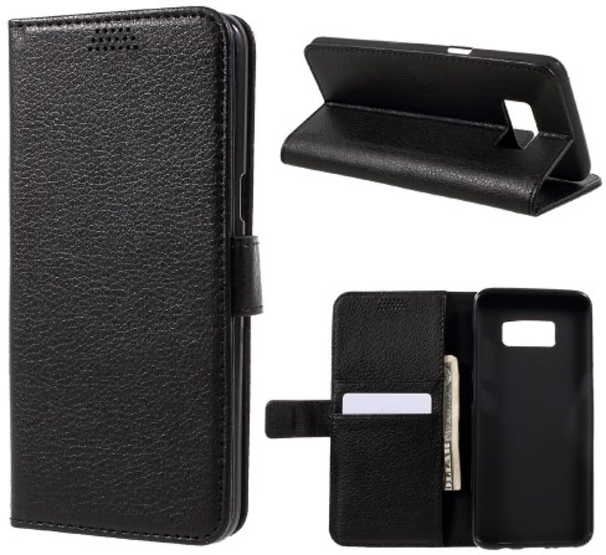 Samsung Galaxy S8 Litchi portemonnee hoesje - zwart