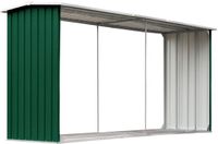 vidaXL Haardhoutschuur 330x92x153 cm gegalvaniseerd staal groen