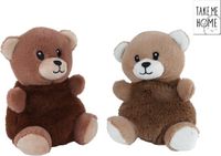 Take Me Home knuffelbeer pluche 14 cm bruin geborduurd detail.