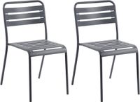 Beliani LEFKADA - Set van 2 tuinstoelen - Donkergrijs - IJzer