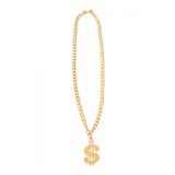Partyxplosion Dollar teken ketting- goud - kunststof - gangster - carnaval/verkleed accessoires