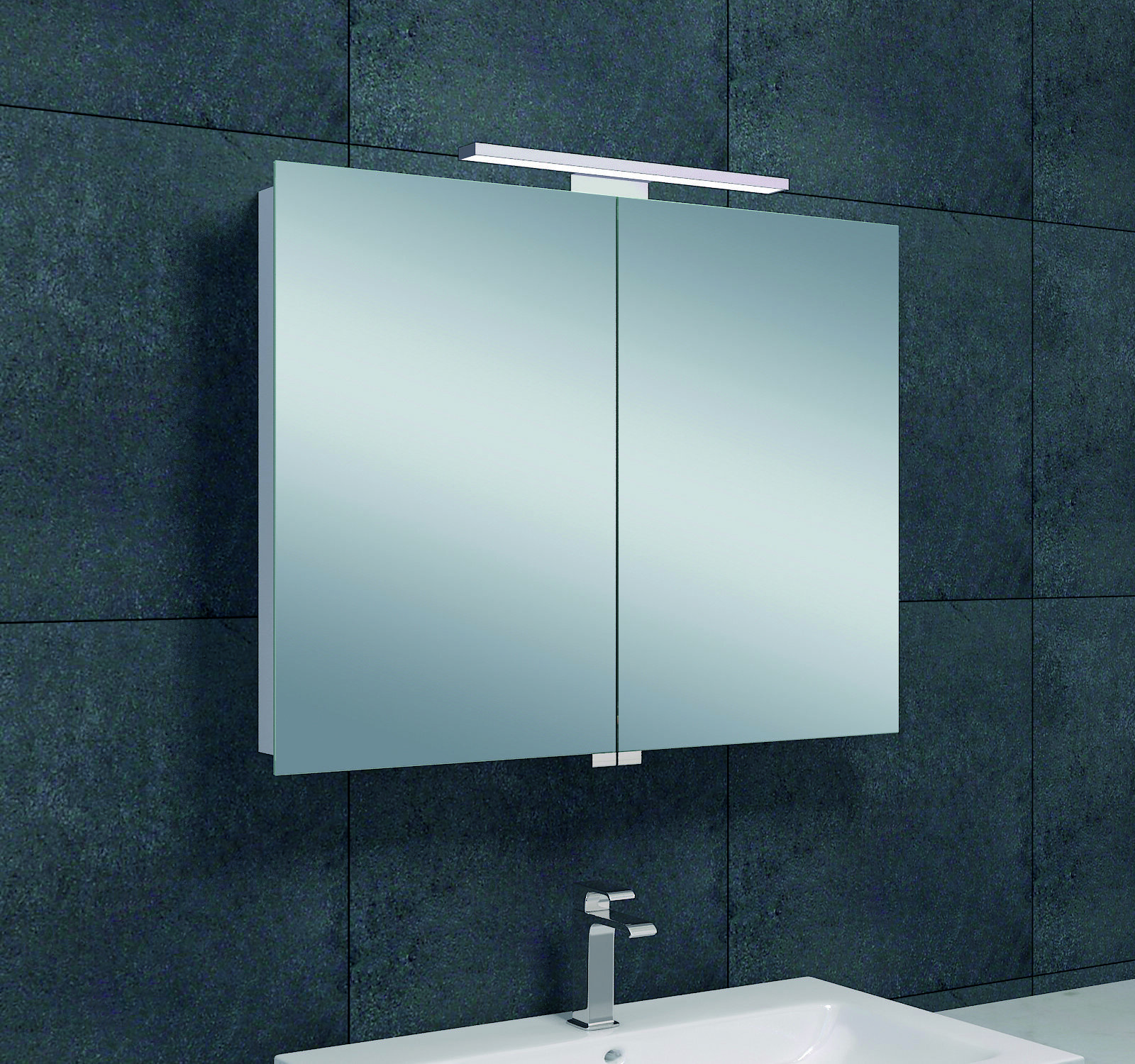 Wiesbaden Luxe spiegelkast +Led verlichting 80x60x14cm