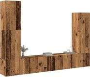Syfax 4-delige TV-kastset, wandmontage, antieke houtlook, houtvezel