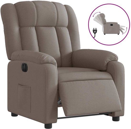 vidaXL Fauteuil verstelbaar elektrisch stof taupe