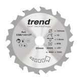 Trend Wood CSB/14012T Accu-cirkelzaagblad, diameter 140 mm, 20 mm boring, 12 tanden, 1,8 mm snijvoeg, +20° haak, TCT, grof oppervlak