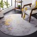 SAFAVIEH Modern abstract tapijt machinewasbaar en antislip - Ideaal voor drukke gebieden - Tacoma Collection, Korte pool, Grijs en Goud, 120 X 120 cm