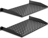 Pyle Set van 2 Geventileerde Server Planken voor Goede Luchtcirculatie, Zwevende Montage, Computer Plank, Universele Apparaathouder, Kastplank, Server Rack Plank voor Computerbehuizing, Zwart