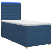 vidaXL Boxspringbed met matras en hoofdbord, blauw, 90 x 190 cm, stof