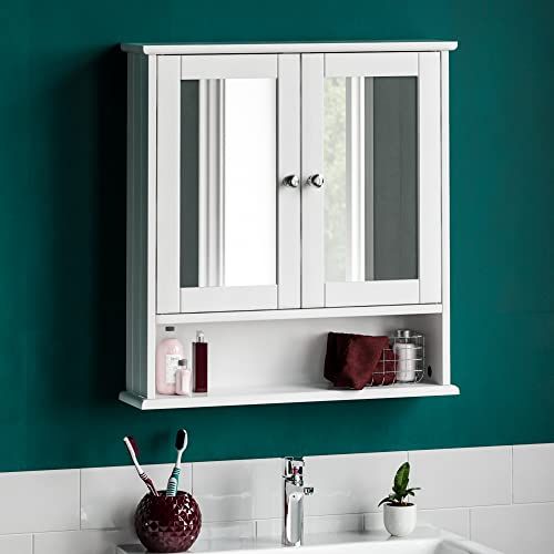 Bath Vida Badkamerkast met dubbele deur, hout, wit, spiegel, wandmontage