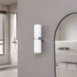 Lucande Basolo badkamer wandlamp, chroom, hoogte 31.5cm, glas, IP44