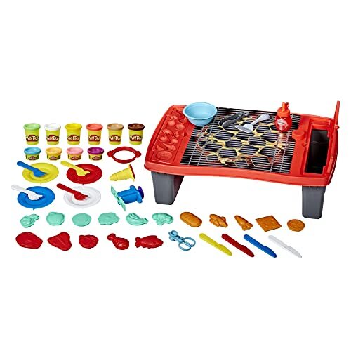 Play-Doh Kitchen Creations Big Grillin' speelset 40-delig barbecuespeelgoed met niet-giftige motregen en 10 kleuren