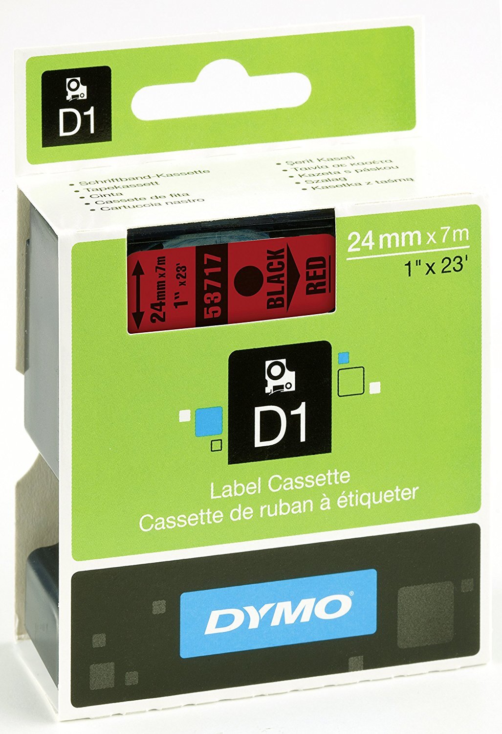DYMO D1® -Standard Labels - Black on Red - 24mm x 7m