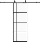 vidaXL Schuifdeur met beslagset - 76x205 cm - ESG glas - Zwart
