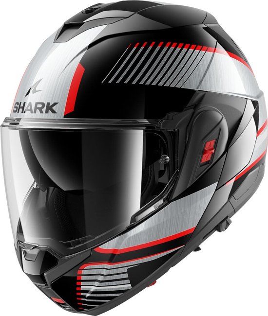 Shark Oxo Sikter Systeemhelm - Zwart/Rood/Zilver - Maat XS