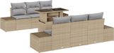 vidaXL Ensemble de jardin, 7 pièces, polyrattan, beige et gris clair