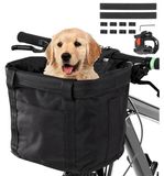Panier de vélo - Pliable et imperméable - Amovible pour guidon - Noir - Pour chien, chat et courses