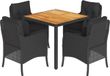 vidaXL 5-delige Tuinset met Kussens Poly Rattan Zwart
