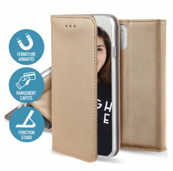 Jaym, Hoesje geschikt voor Samsung Galaxy A53 5G - Magnetisch Folio met Standaard, Goud