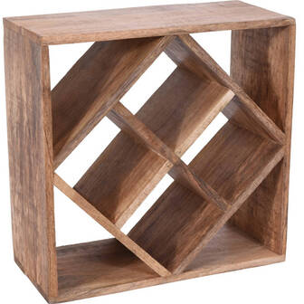 Houten wijnflessen rek/wijnrek vierkant voor 8 flessen 33 x 33 x 15 cm - bruin