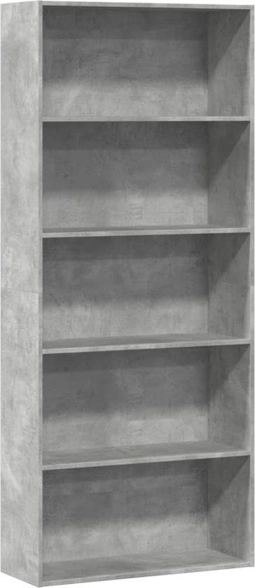 vidaXL Boekenkast - 80x30x189 cm - Bewerkt Hout - Betongrijs
