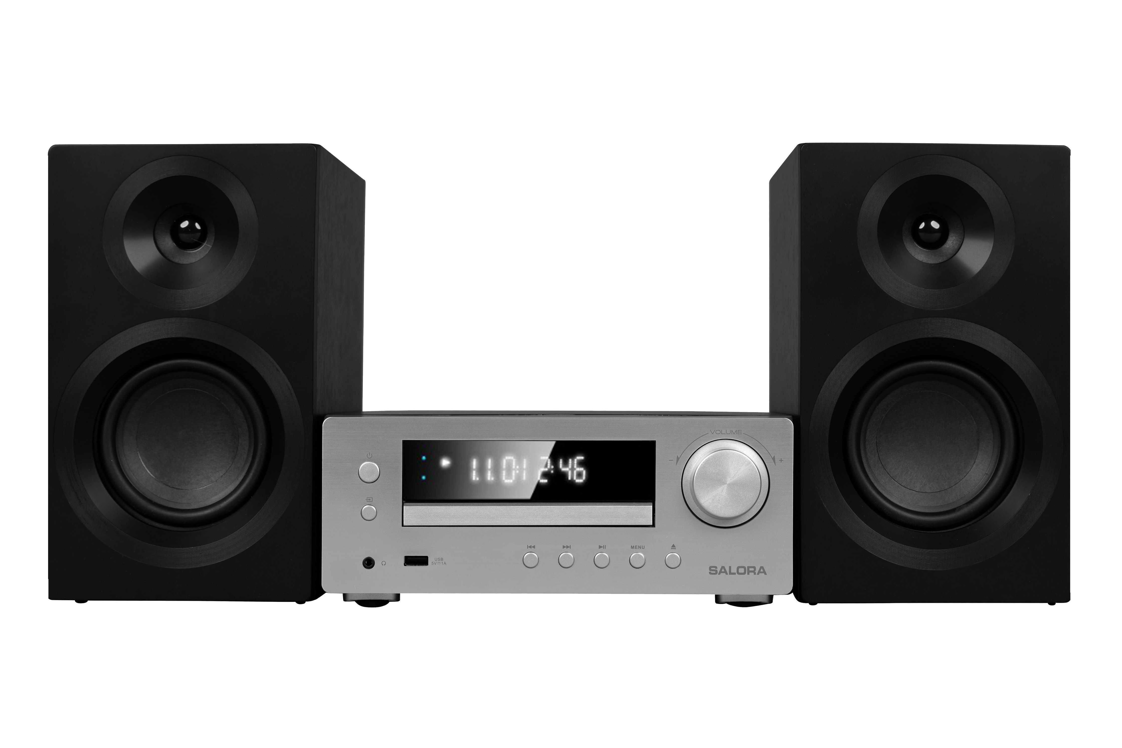 Salora MHS550 Home Audio System - Bluetooth, CD Player, DAB+ Radio - Black/Silver