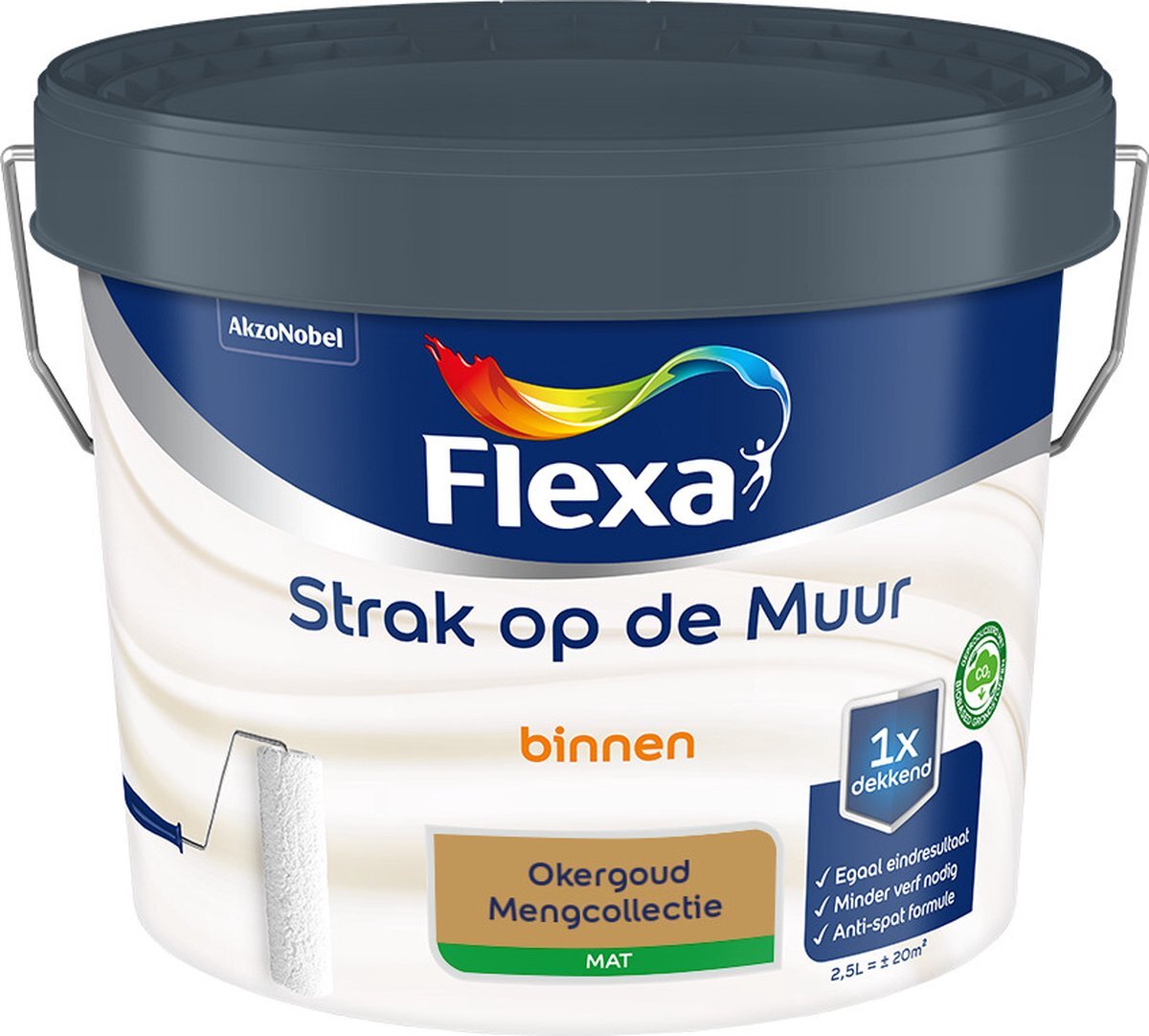 FLEXA Strak op de muur Muurverf - Mengcollectie - Okergoud - 2,5 liter