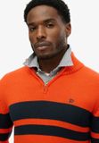 Superdry - Katoenen Gestreepte Trui Met Halve Rits - Heren - Sweaters