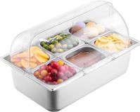 VEVOR Serveercontainer Catering Kruidendispenser 6 X 1/6 Containers met Deksel