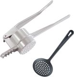 Westmark Spätzle-set, 2-delig, 1 spätzle-/aardappelpers met traditionele perforatie, spätzlechef + 1 pollepel, Gentle, gegoten aluminium/PA, zilver/zwart, 612022E8