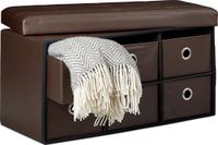 Merkloos Relaxdays Zitbank met opbergruimte - Opvouwbaar - Kunstleer - 6 Lades - Bruin - 38x76x38 cm