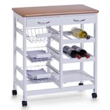 Zeller 13774 keukentrolley, wit/bamboe-decor, MDF, ca. 66 x 36 x 76 cm