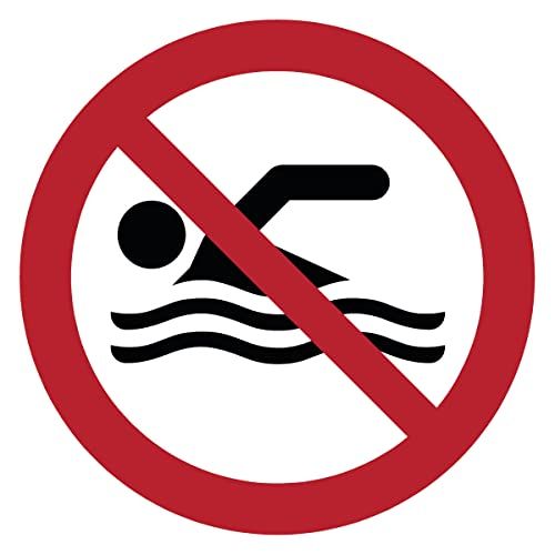 Ambiance Sticker Zelfklevend instructiebord - Zwemmen verboden - Rond - Ø 40 cm