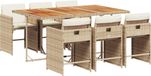 vidaXL 7-delige Tuinset met Kussens Poly Rattan Beige