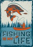 Plenty Gifts Metalen Blikken - Wandbord - Fishing is My Life - 20 x 16 x 0.5 cm