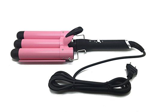 Professionele stijltang met 3 takken, krulgolf, 3 golven, Referum - Roze en Zwart