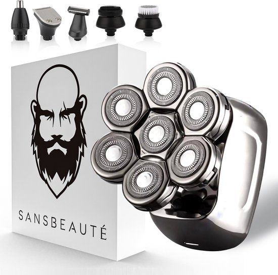 Sansbeauté Skull Sharp PRO 6-in-1 Electric Face & Head Shaver - Silver Edition