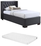 Vente-unique Bedframe stof grijs 90 x 200 cm