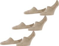 FALKE Step High Cut 3-Pack onzichtbaar effen katoen multipack footies heren beige - maat 47-50