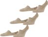 FALKE Step High Cut 3-Pack onzichtbaar effen katoen multipack footies heren beige - maat 47-50