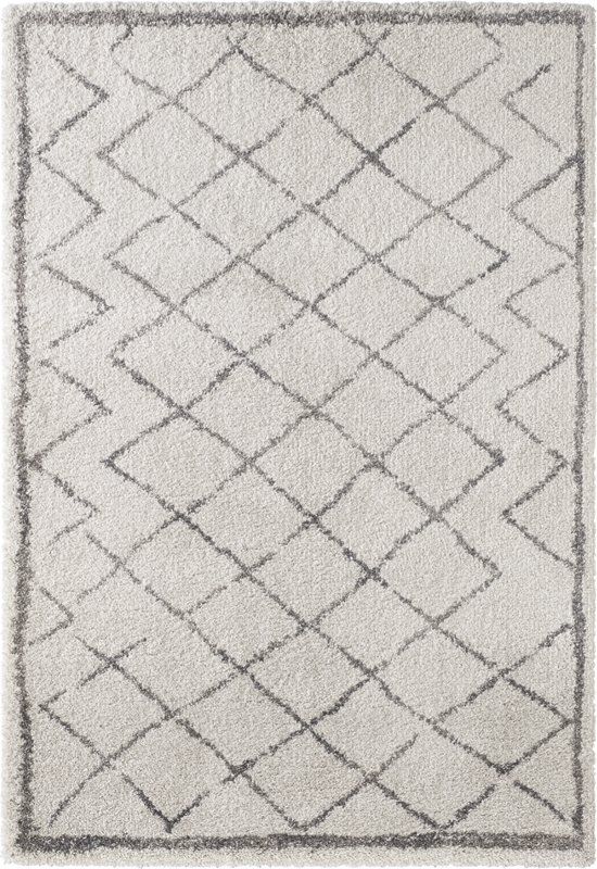 Mint rugs Geruit Vloerkleed Loft - Crème Grijs 80 x 150 cm