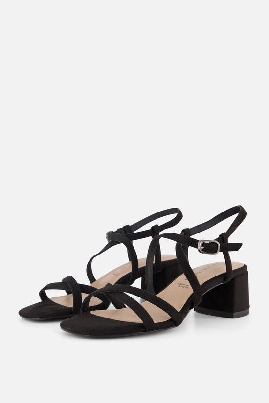 Tamaris Sandalen met hak zwart Textiel - Dames - Maat 39