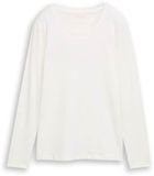 Tom Tailor - Slim fit T-shirt met lange mouwen en logoprint - Maat M - Whisper White